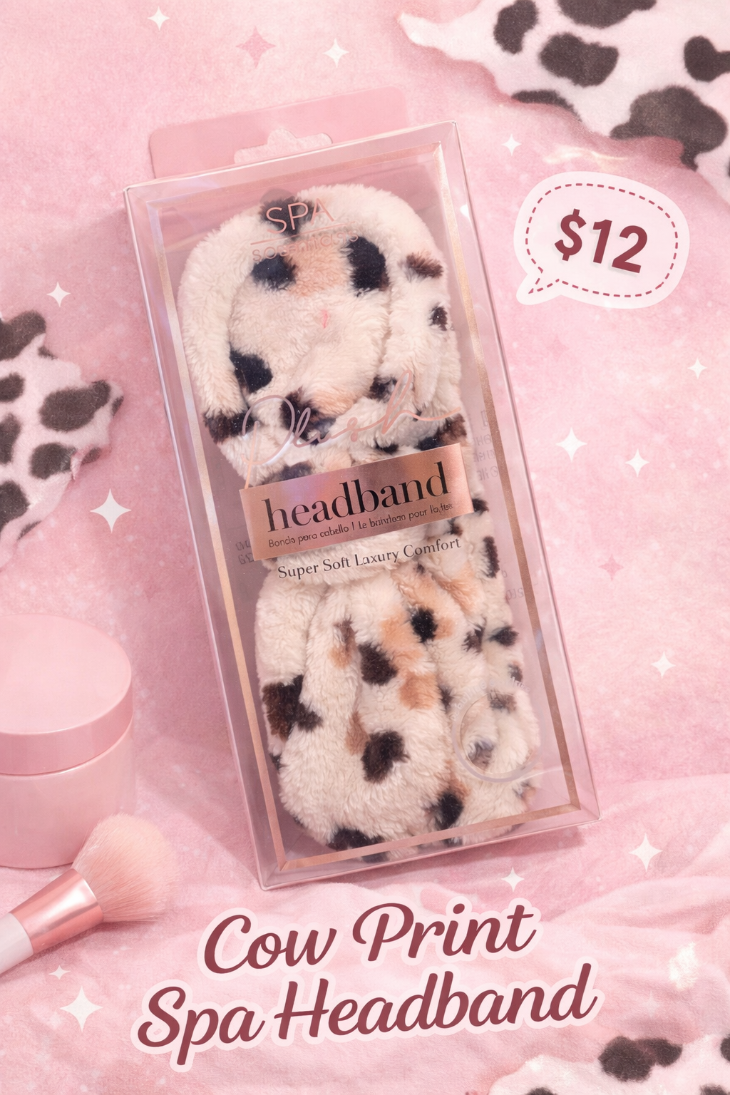 Cow Print Plush Headband