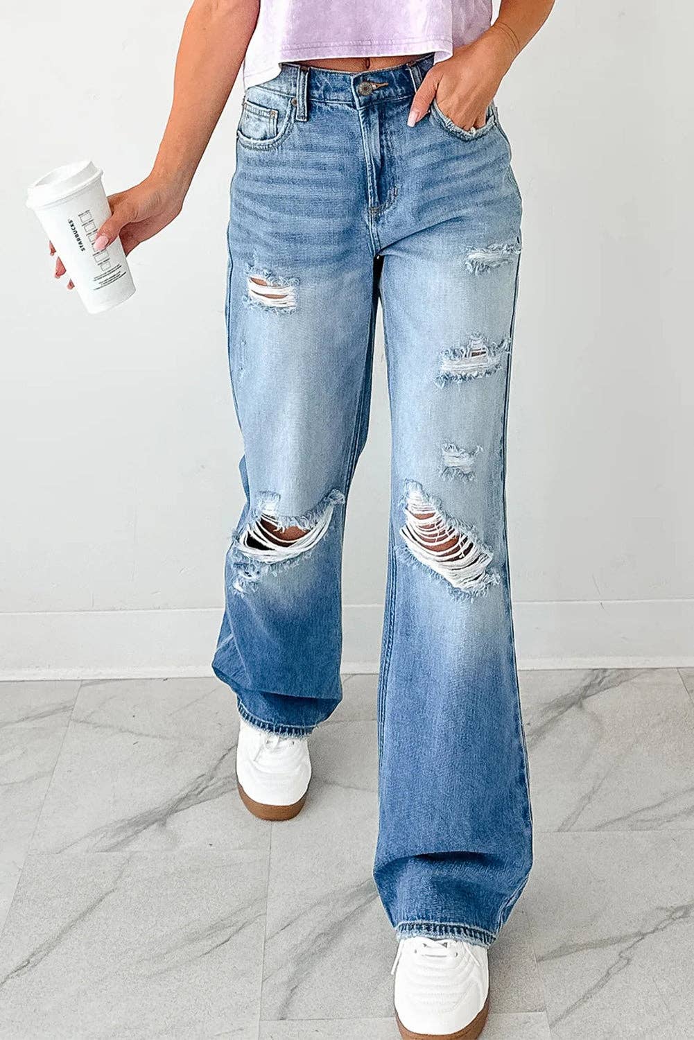 Myosotis Mid Rise Distressed Jeans
