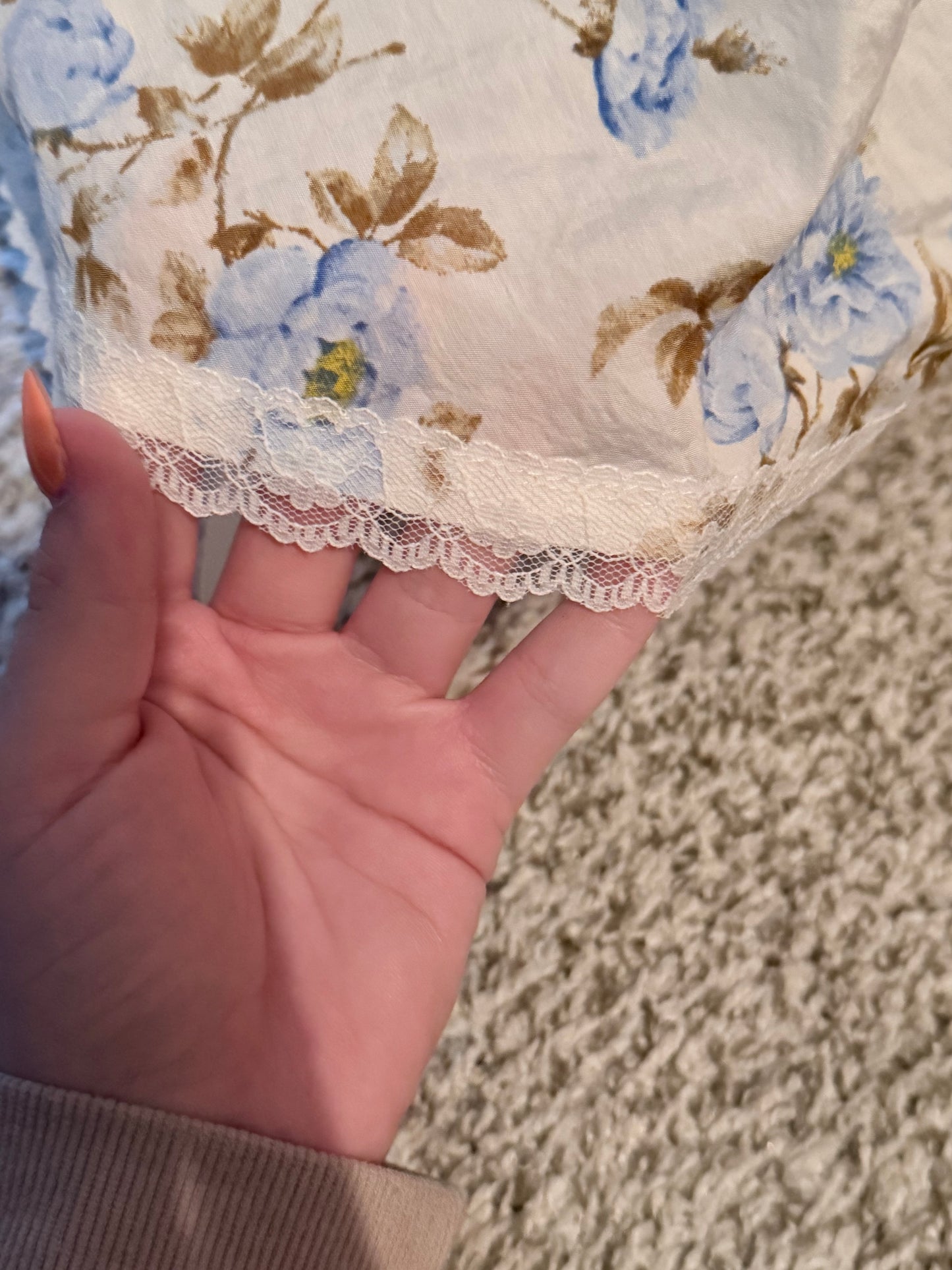 Vintage-Inspired Blue Floral Skirt