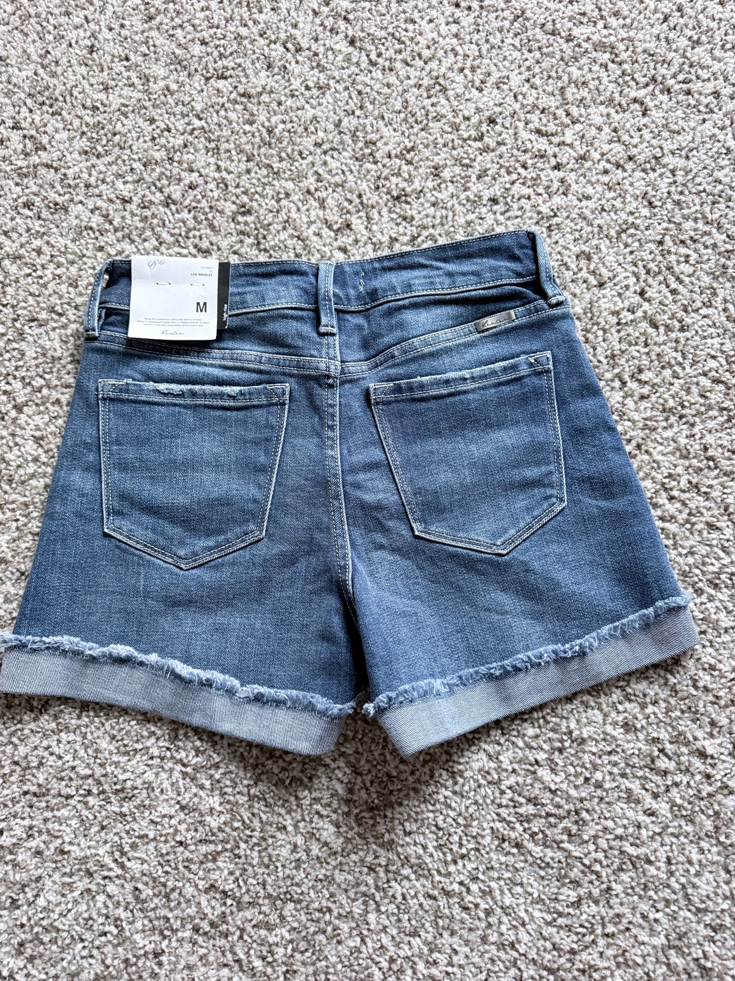 KanCan Medium Wash Distressed Cuffed Shorts