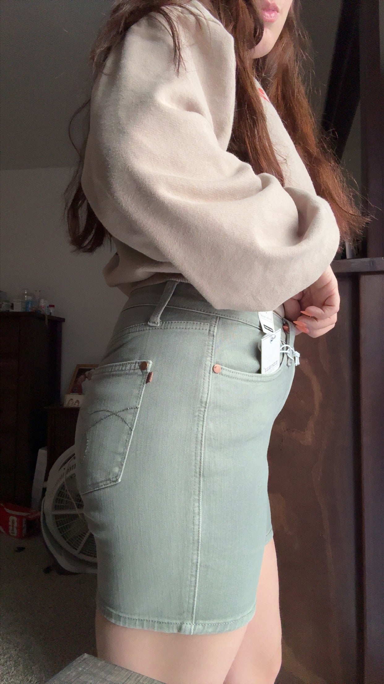 Judy Blue Sage Green Denim Shorts