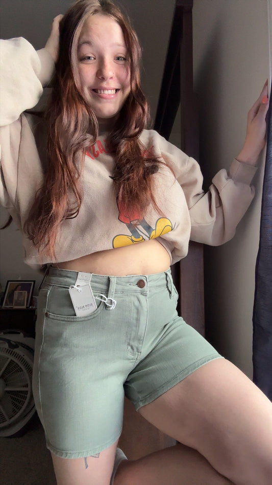 Judy Blue Sage Green Denim Shorts