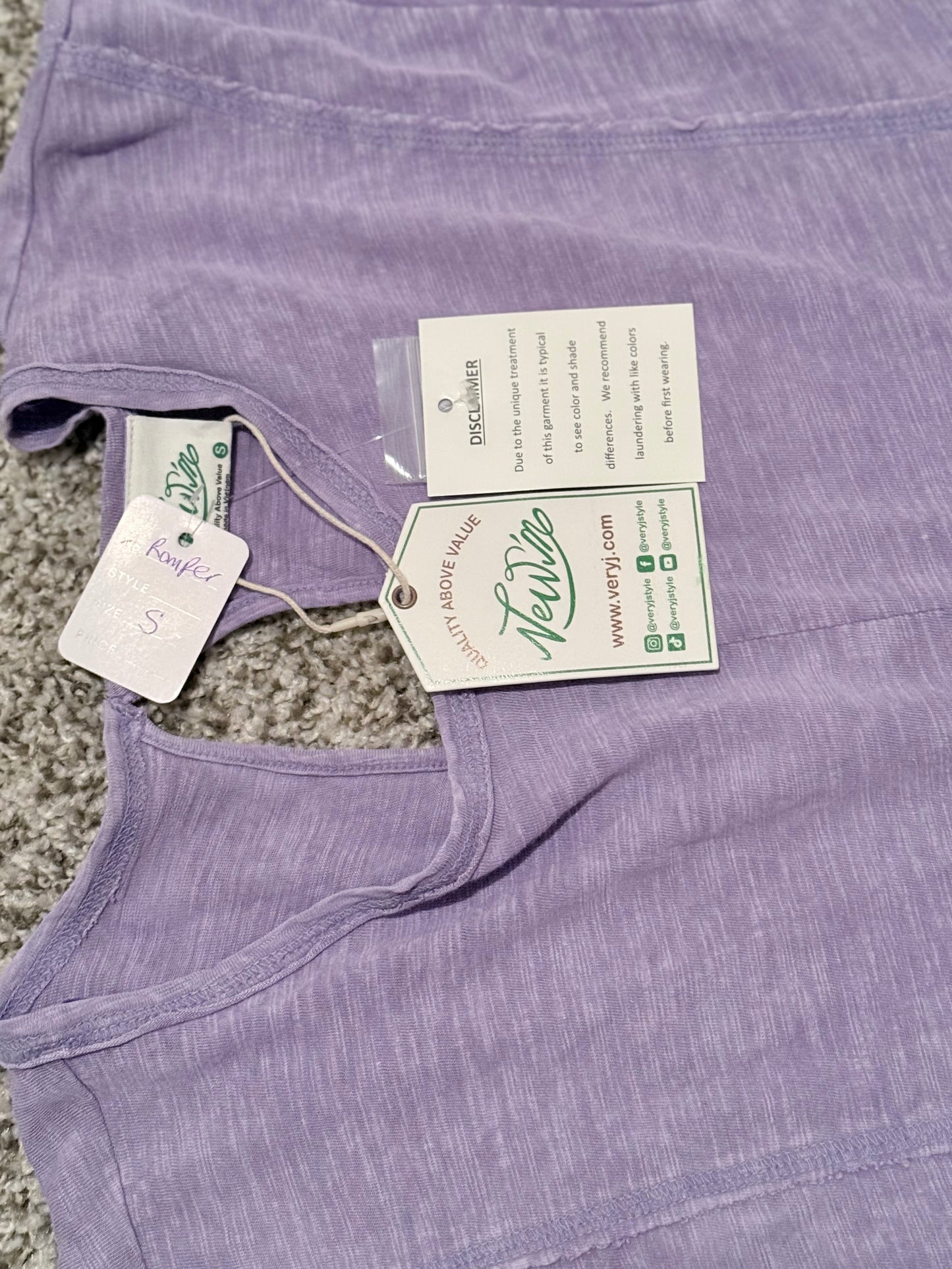 Lavender Washed Knit Flowy Romper