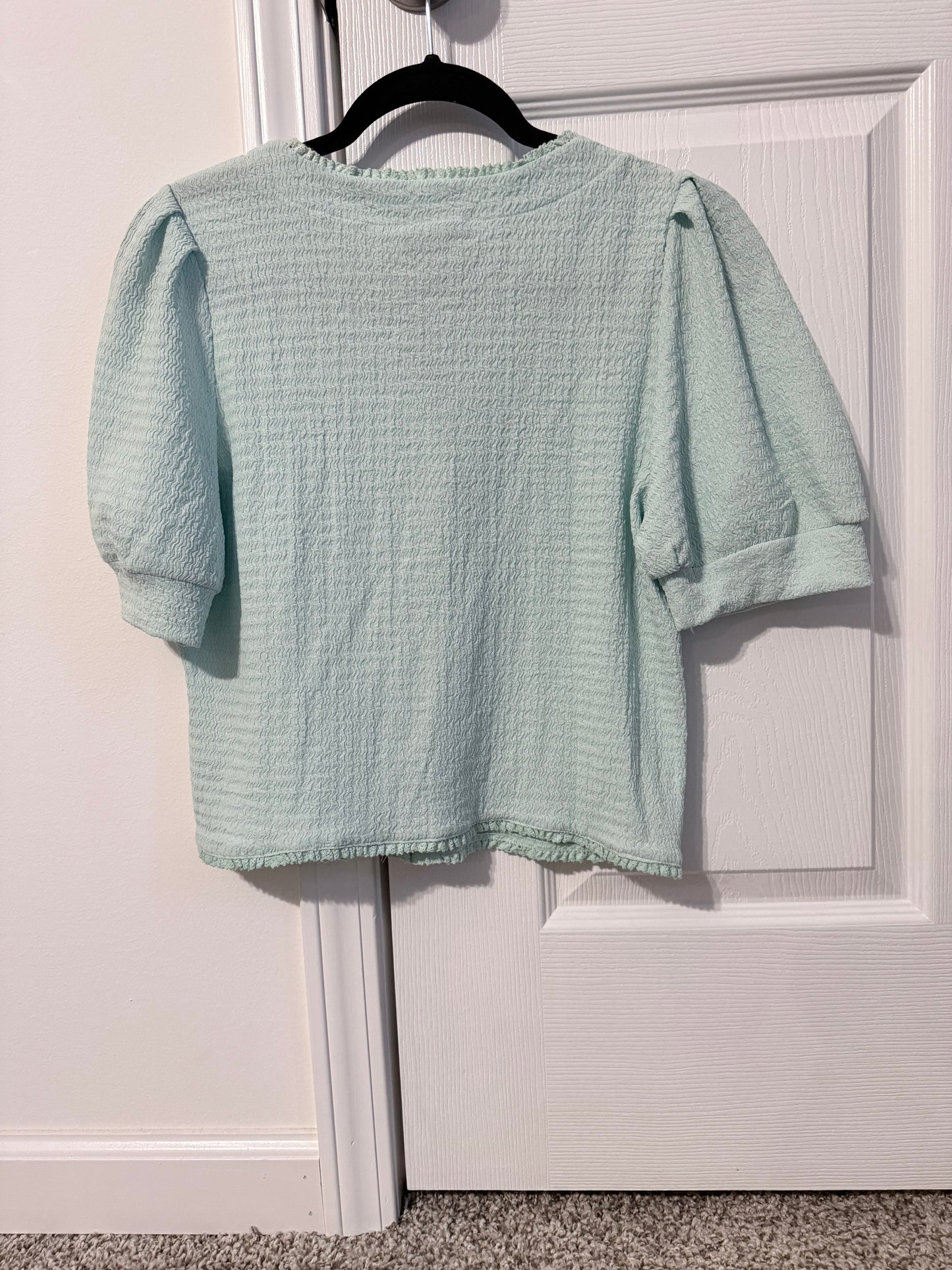 Mint Breeze Button Knit Top