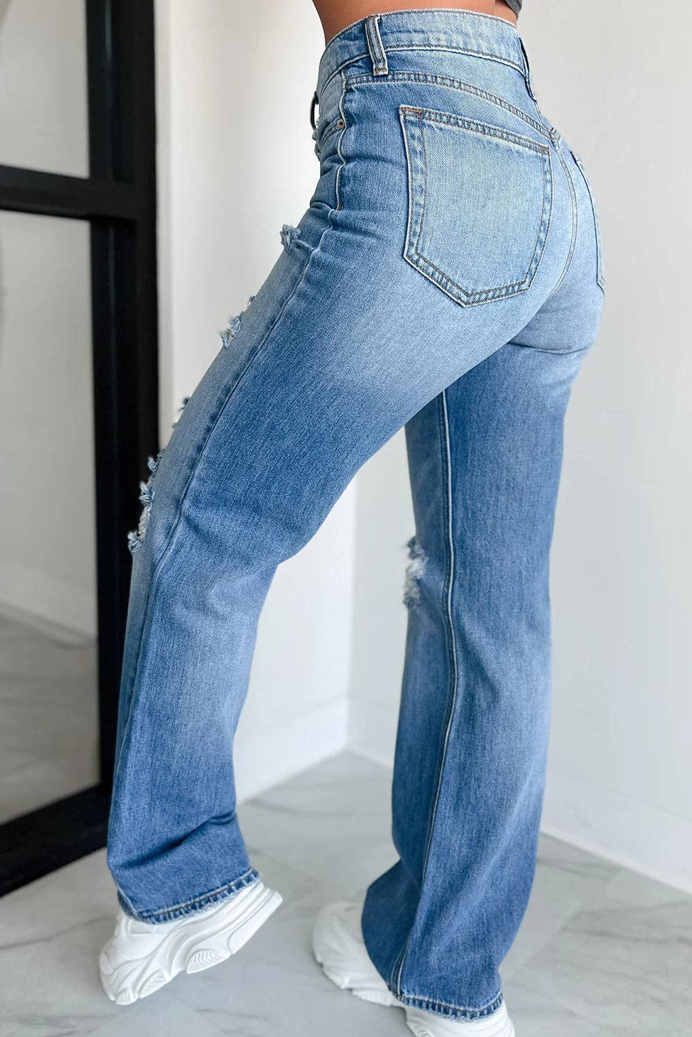 Myosotis Mid Rise Distressed Jeans